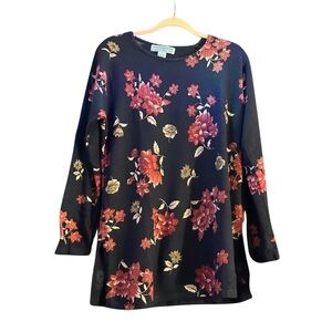 Dress Barn Long Navy Floral Sweater Size L